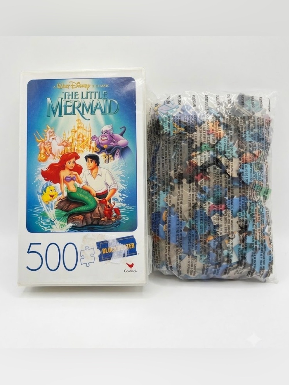 Disney The Little Mermaid 500 Piece Puzzle Blockbuster VHS Case Edition Kid Toy